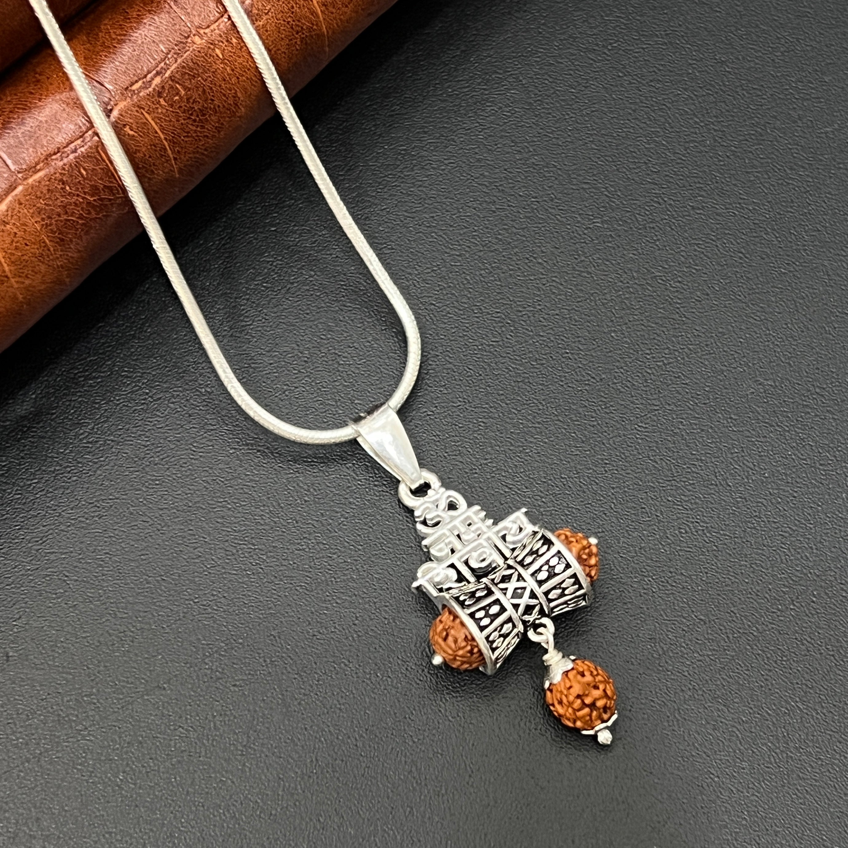 Silver OM Namaha Shivaya Rudraksh Pendant