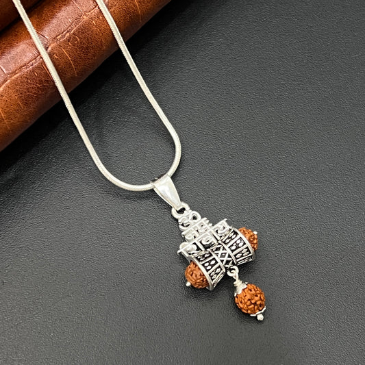 Silver OM Namaha Shivaya Rudraksh Pendant