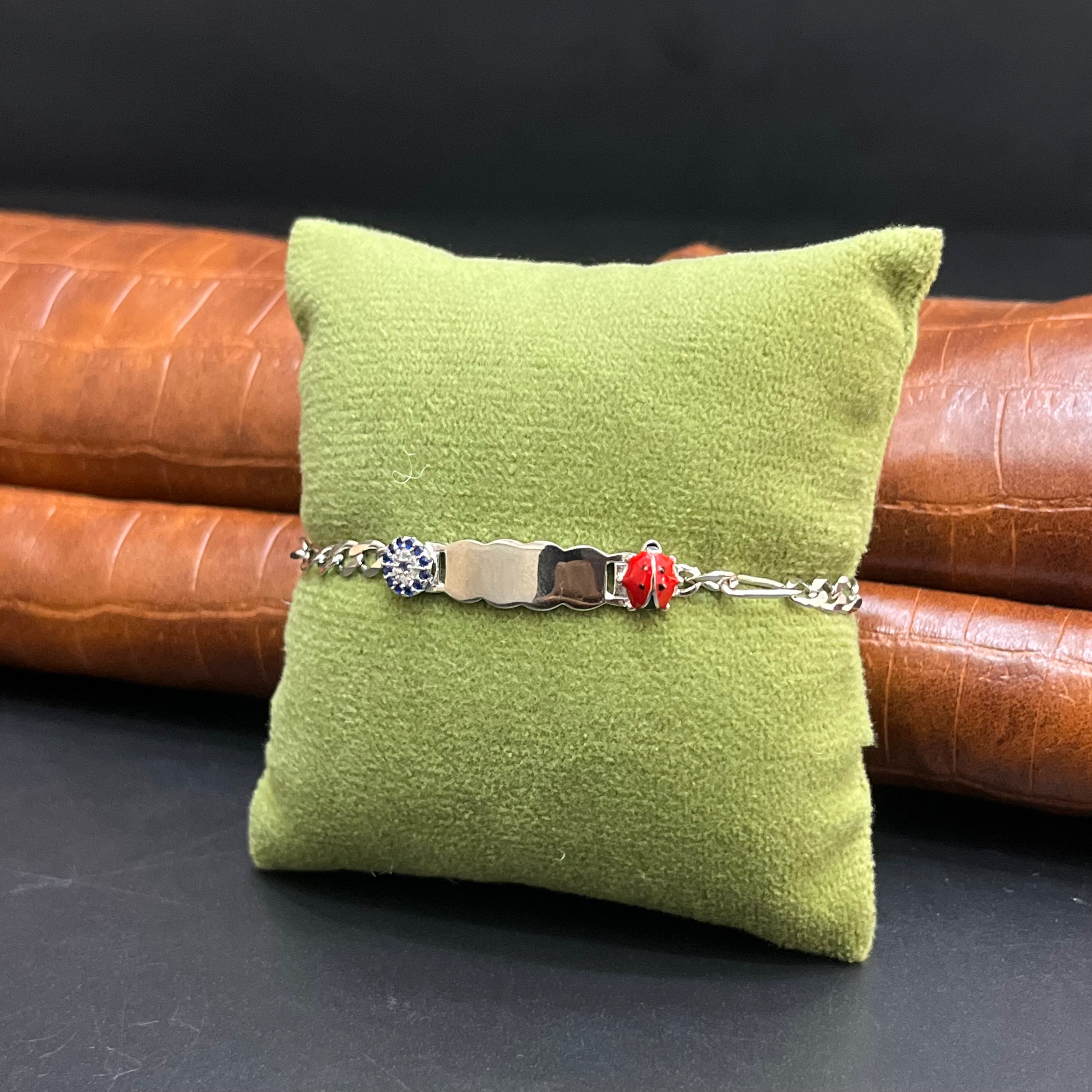 Silver Customised Kids Bracelet Cute Ladybug Charms 925