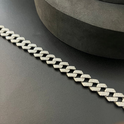 Silver Mens Cuban Bracelet Iced Premium