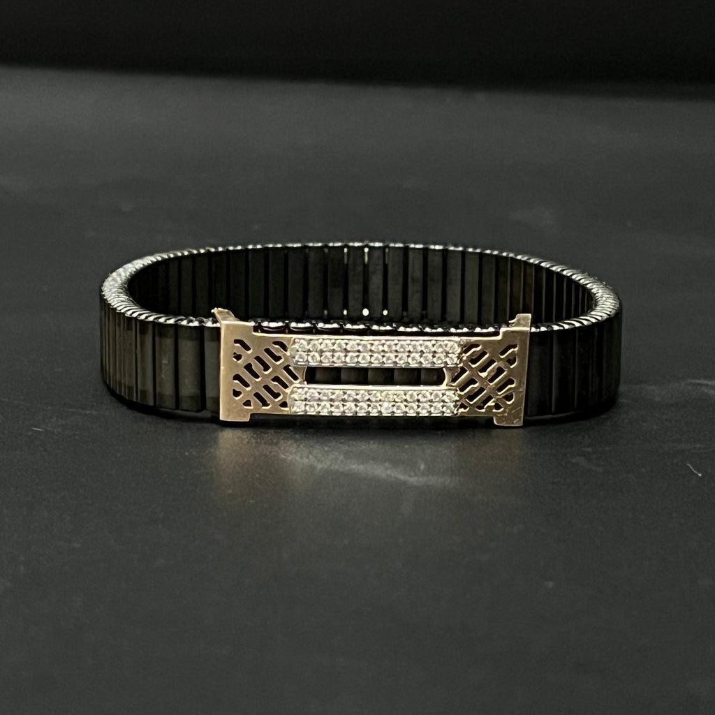 Silver Mens Flexible Band CNC Rosegold