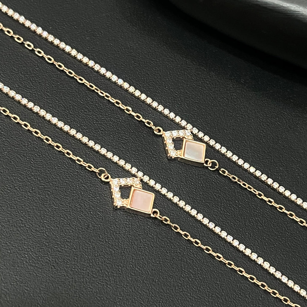 Silver Ladies Anklet Two Line RG