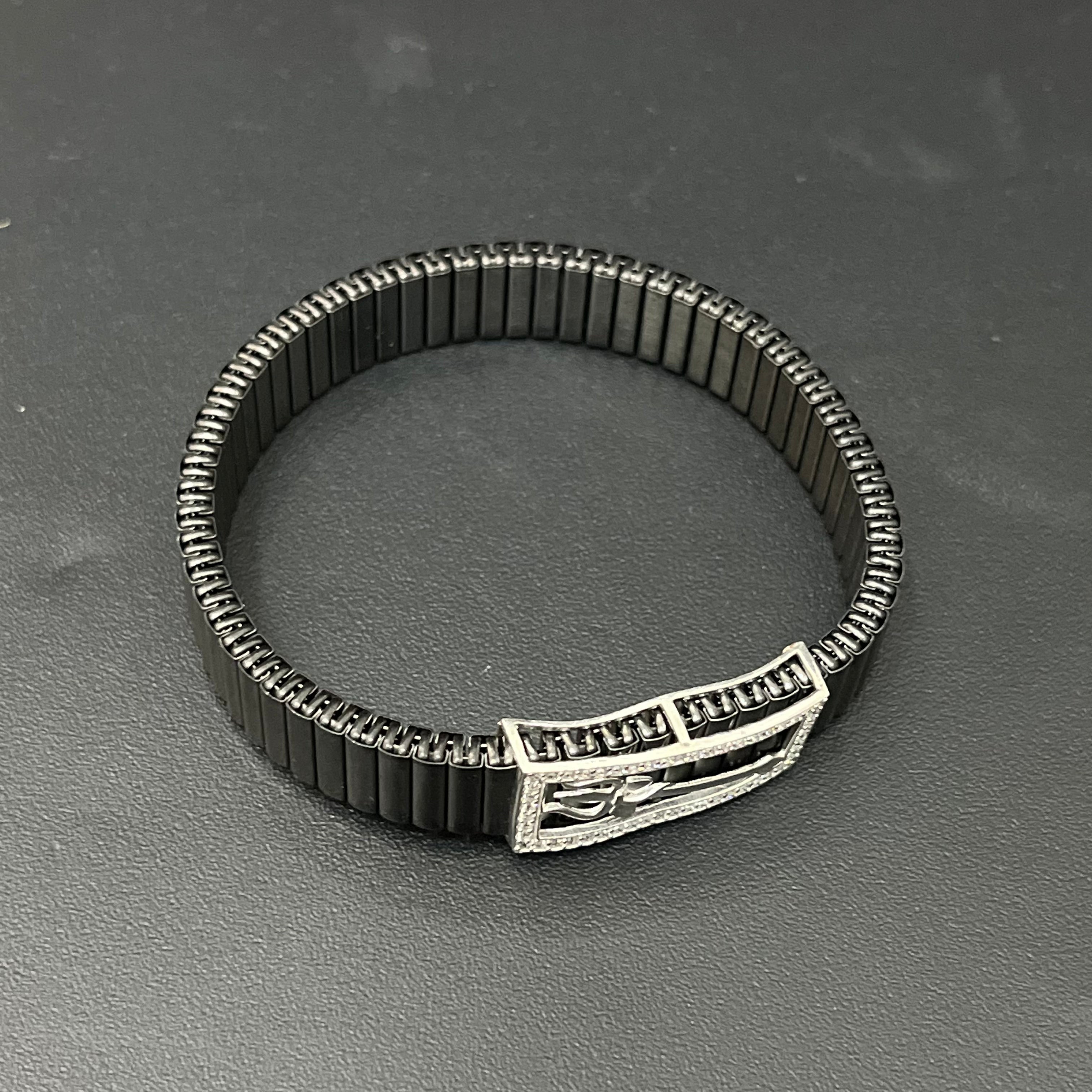 Silver Mens Flexible Bracelet Shiv Trishul 925