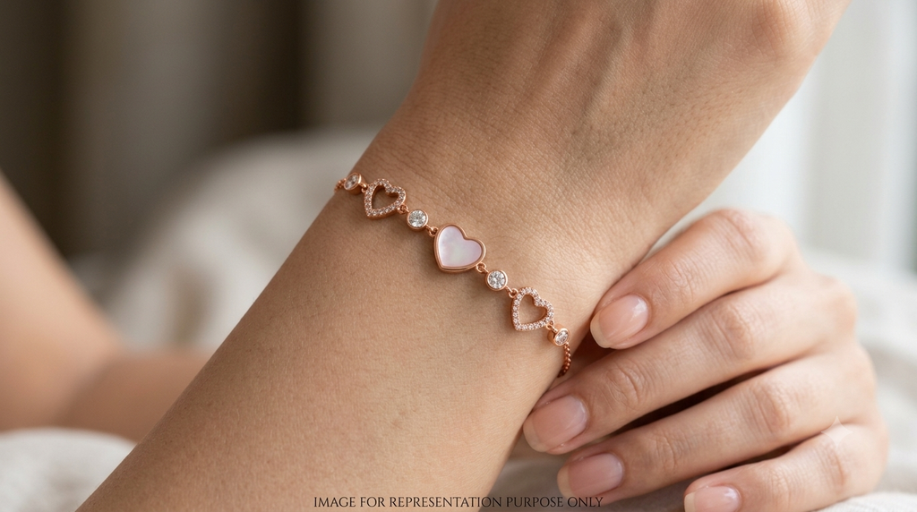 Silver Ladies Bracelet Blush Heart Garden Pink 1 Rose Gold 925