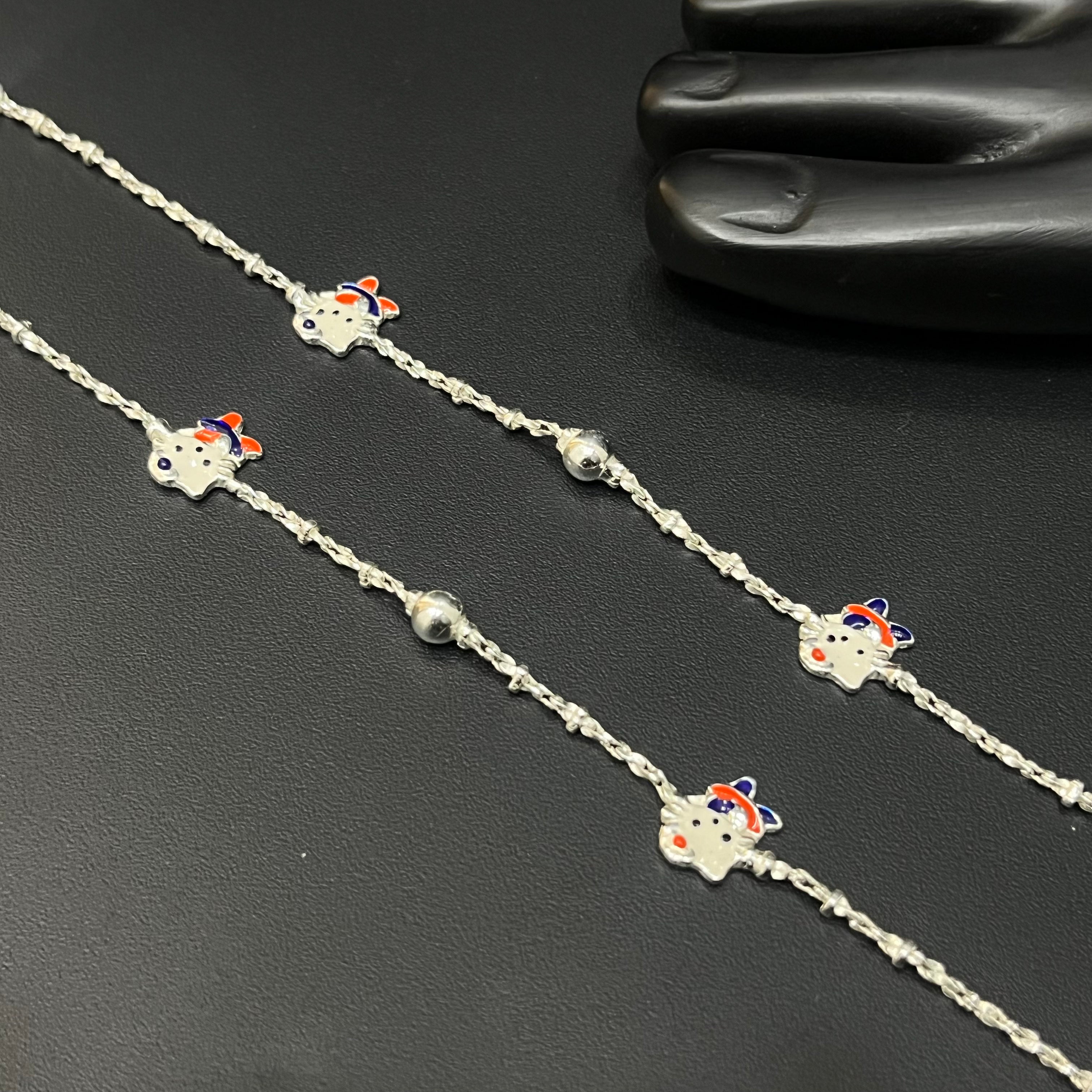 Silver Baby Anklet teddy