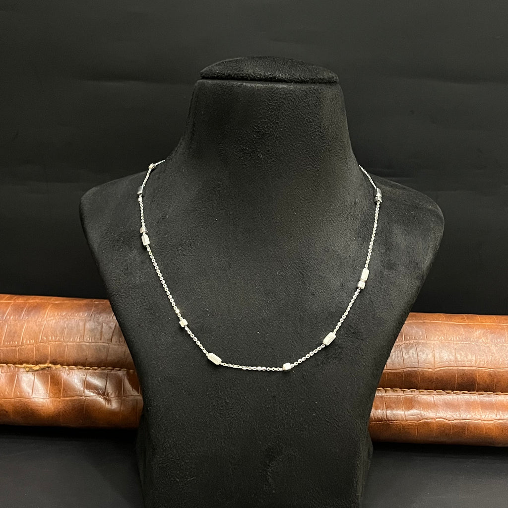 Silver Ladies Chain Barrel Beads Spaced 925