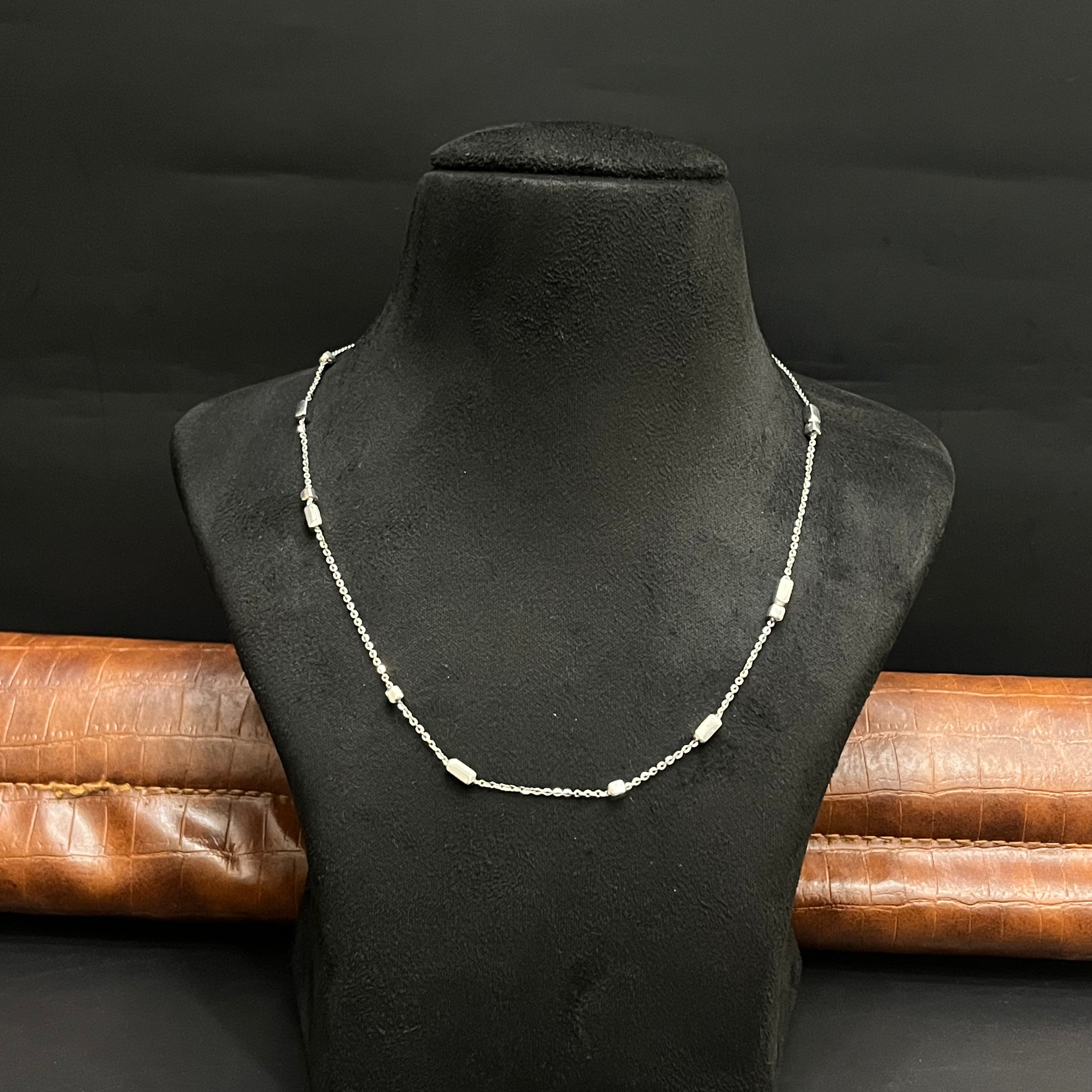 Silver Ladies Chain Barrel Beads Spaced 925