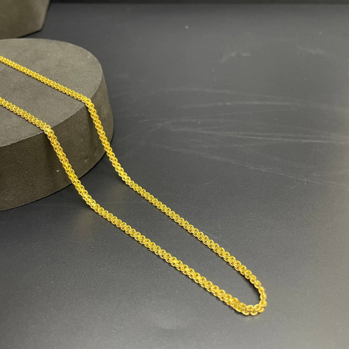 Silver Mens Chain Flat Gold Finish 925