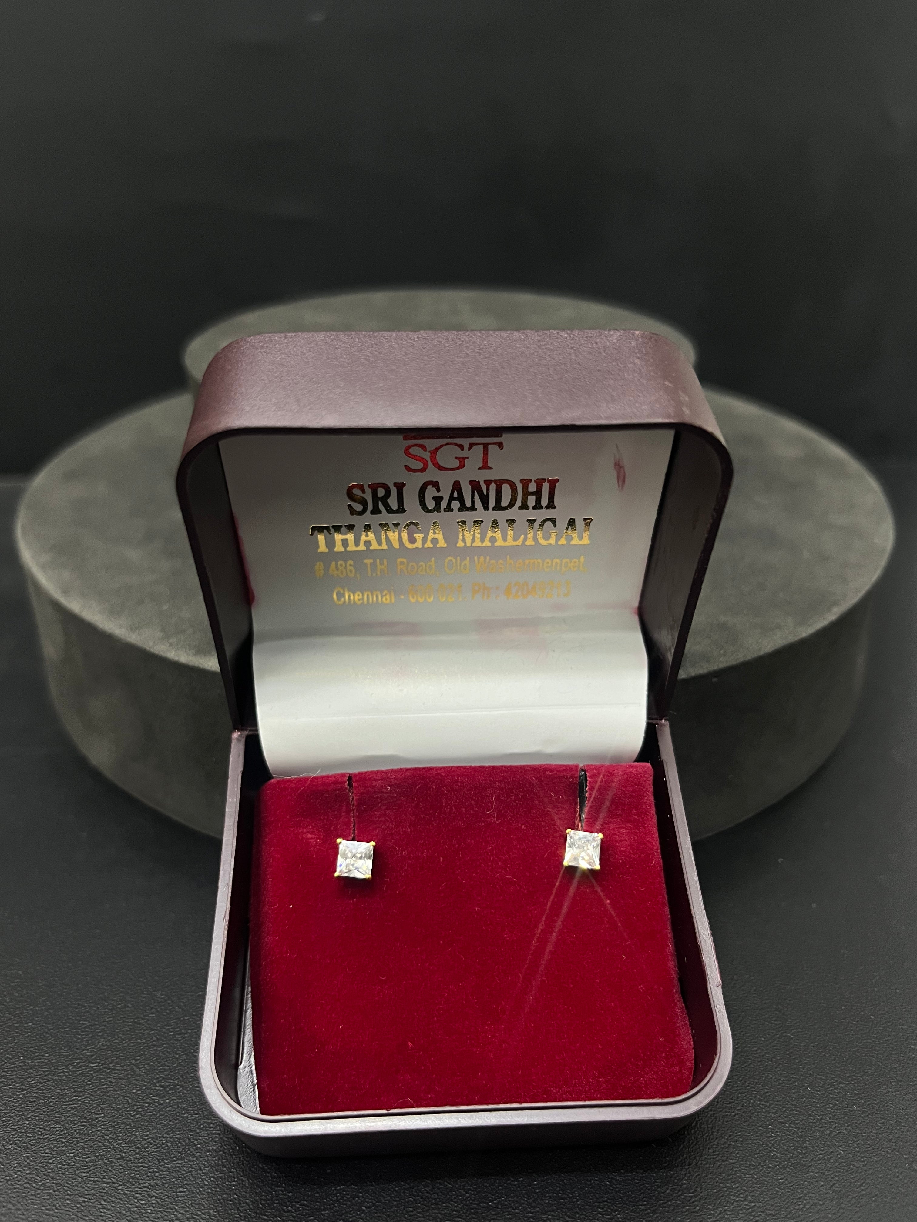 Gold Box White Studs 18K