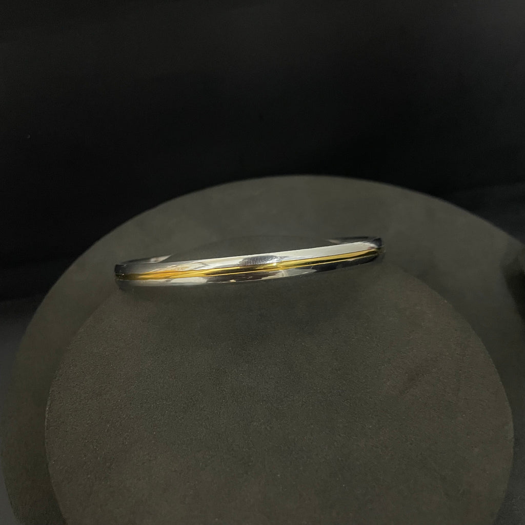 Silver Mens Kada Two Tone Gold Lining Regular TT2