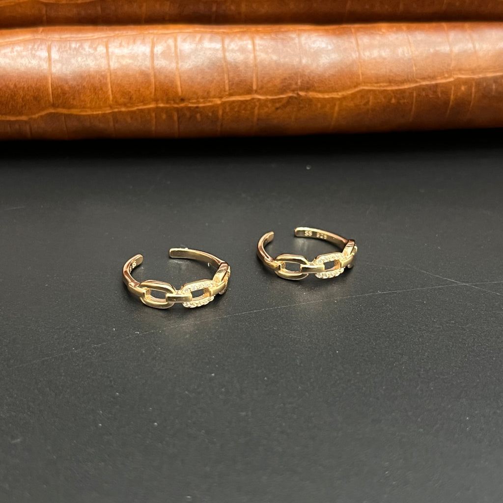 Silver Ladies Toe Rings Oval Cut Rosegold 925