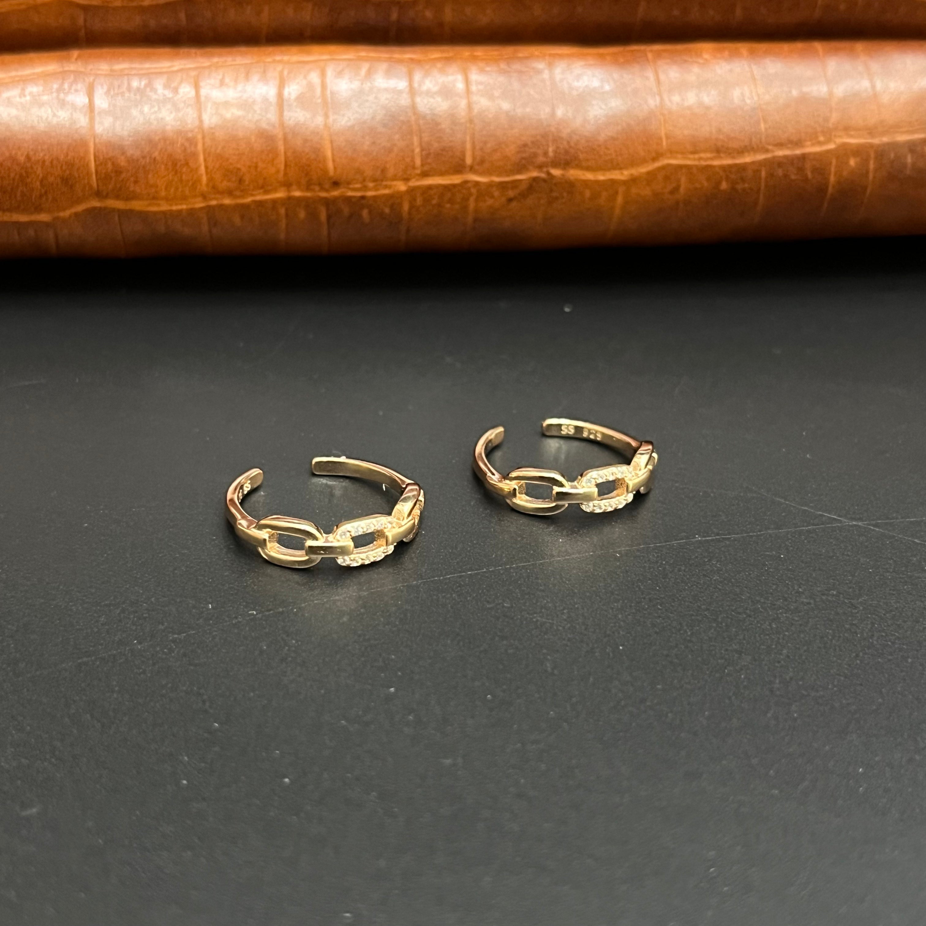 Silver Ladies Toe Rings Oval Cut Rosegold 925