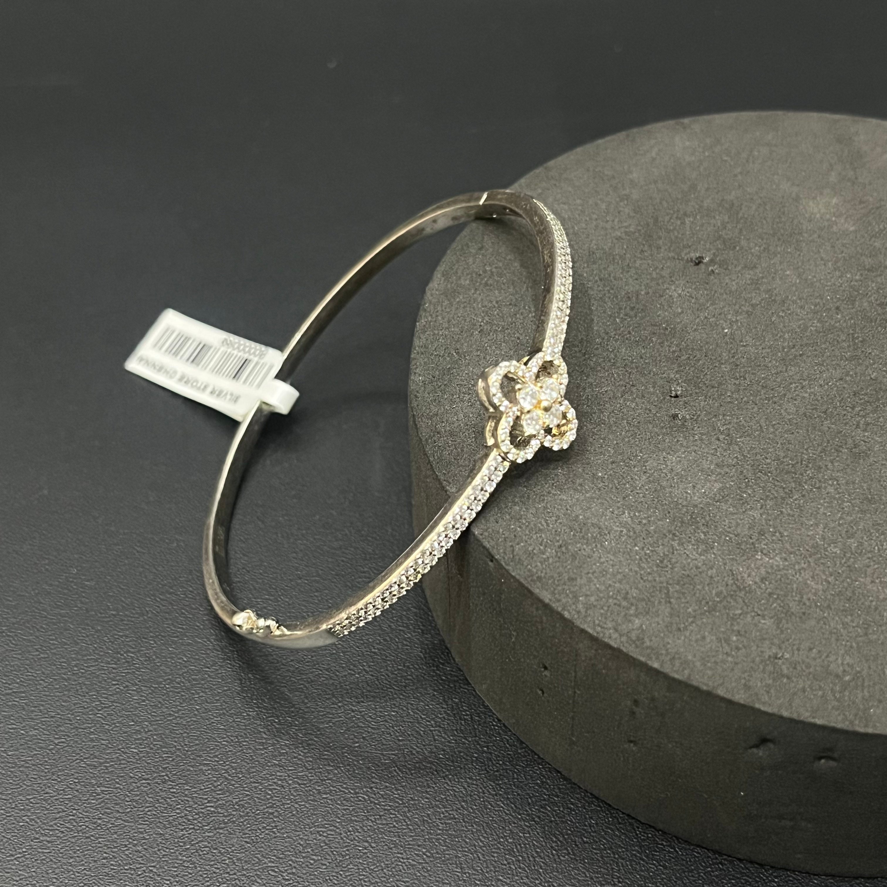 Silver Ladies Kada Floral