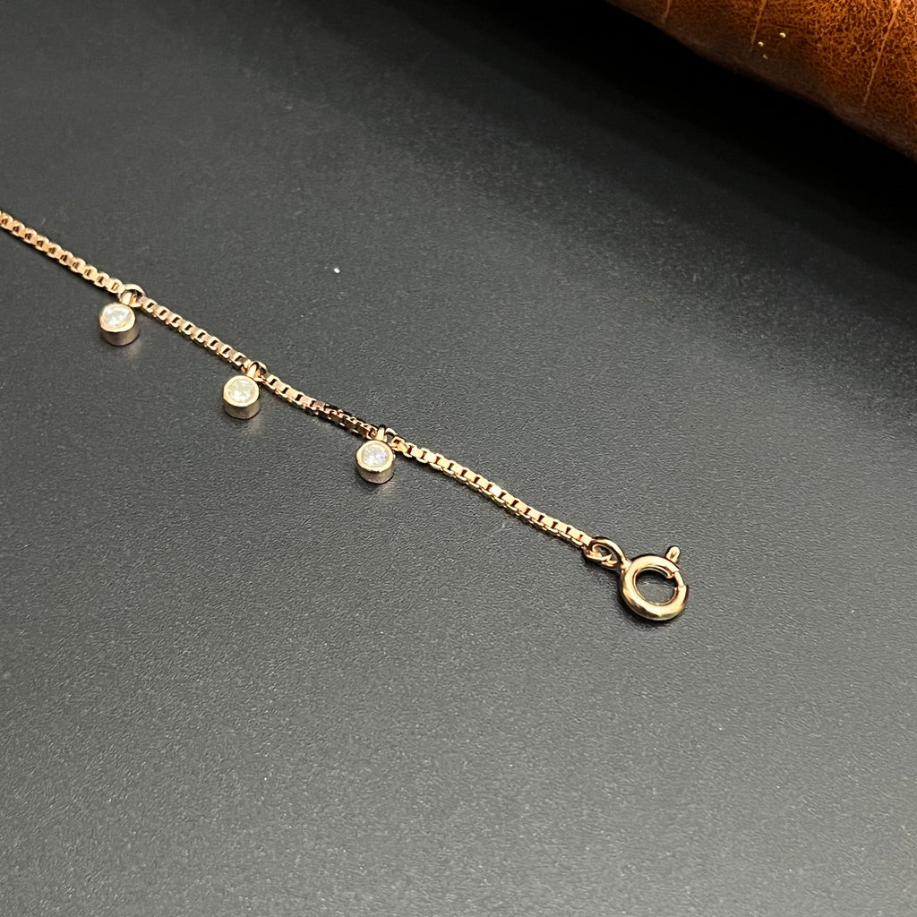 Silver Ladies Bracelet Golden Heart & Star Link Rose Gold 925