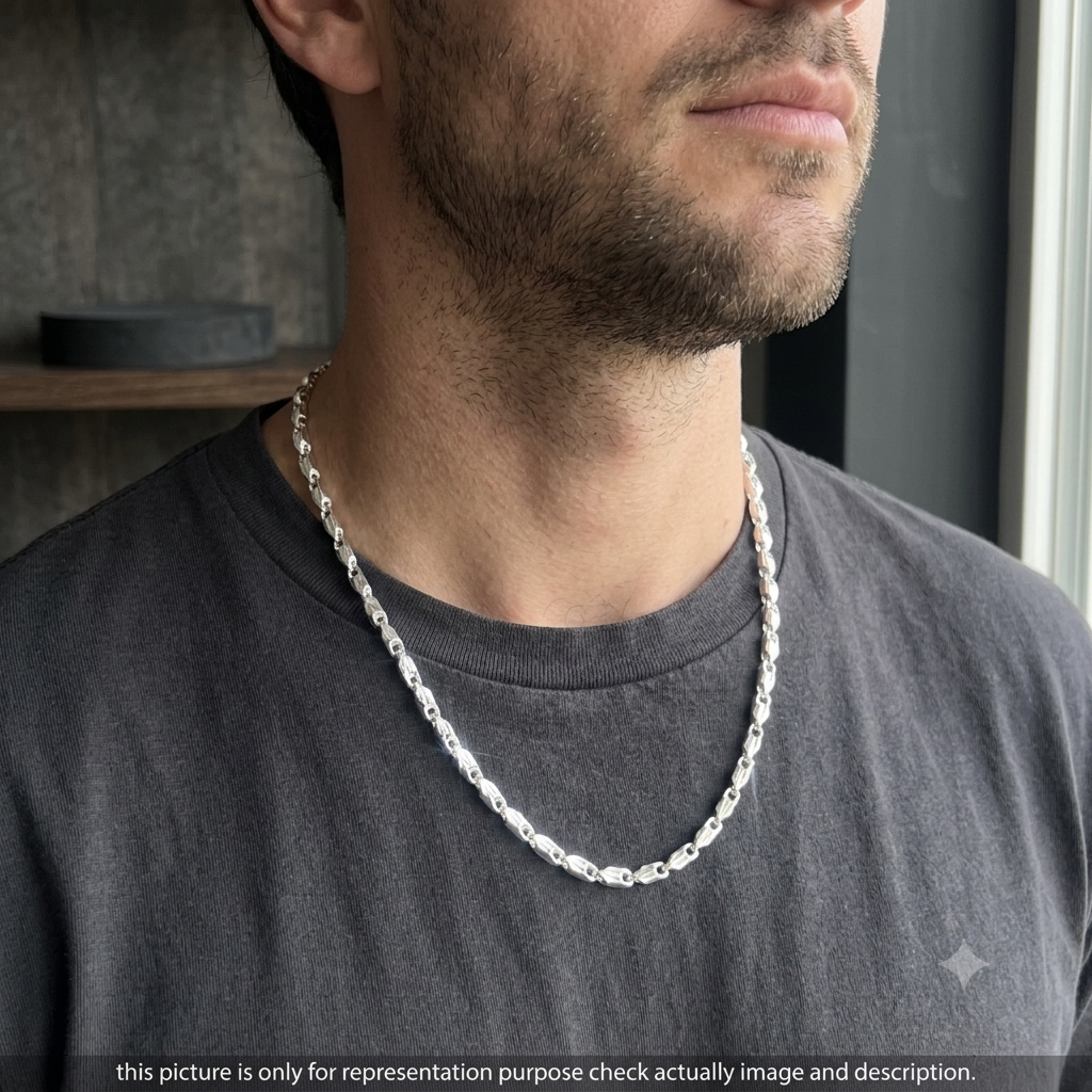 Silver Mens Chain Royal Choco Lock 925