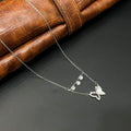 Silver Ladies Chain Butterfly & Cz Crsytal Drops Half