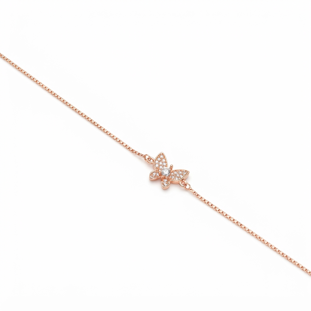 Silver Ladies Bracelet Beautiful Butterfly Rose Gold 925