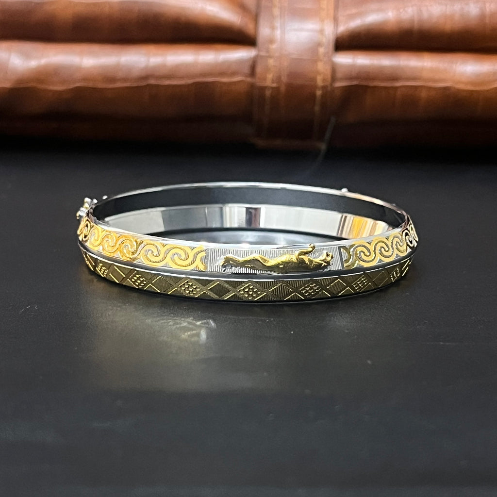 Silver Mens Kada Silver Gold Polish CNC Jaqaur DS 2