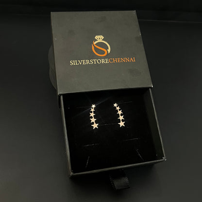 Silver Ear Cuff Cluster Stars Rosegold