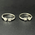 Silver Ladies Toe Rings Circle & sqaure AD SS