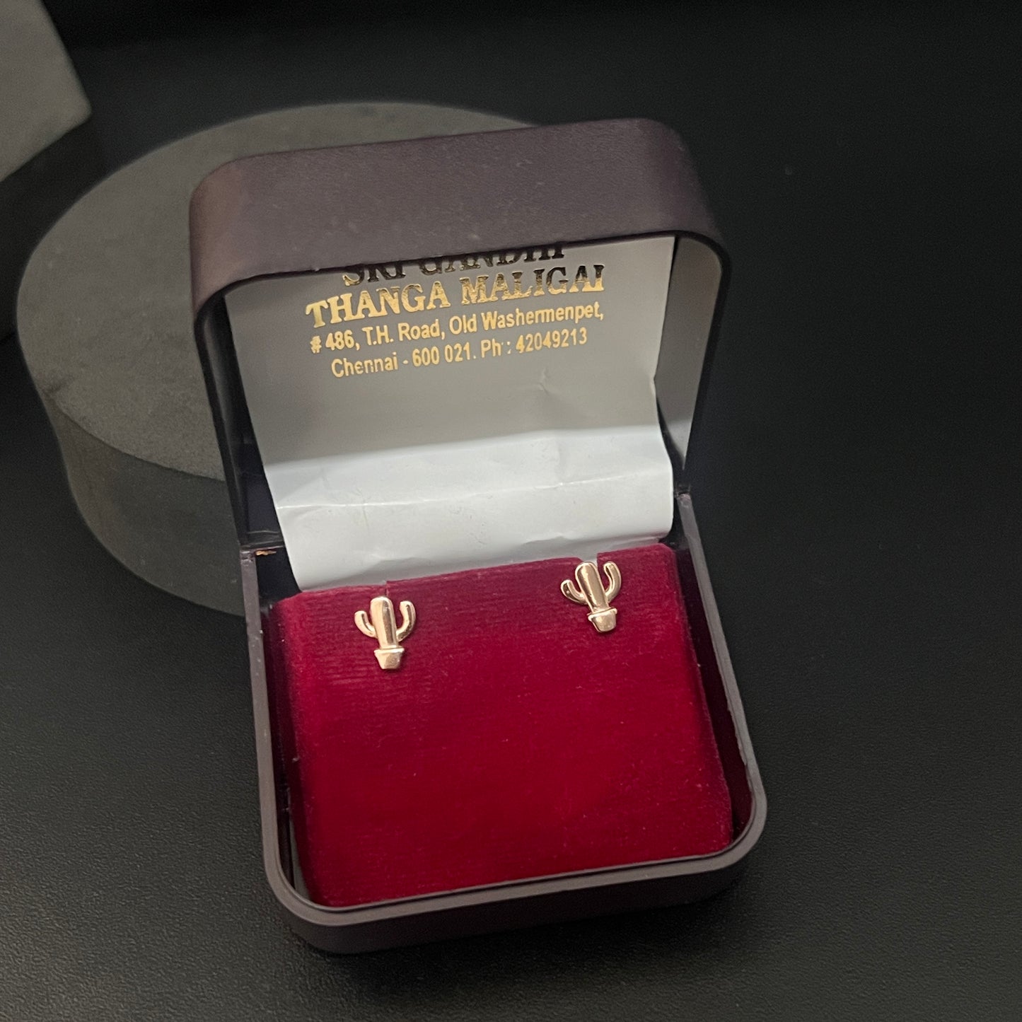 Silver Rosegold Studs Cactus Plant