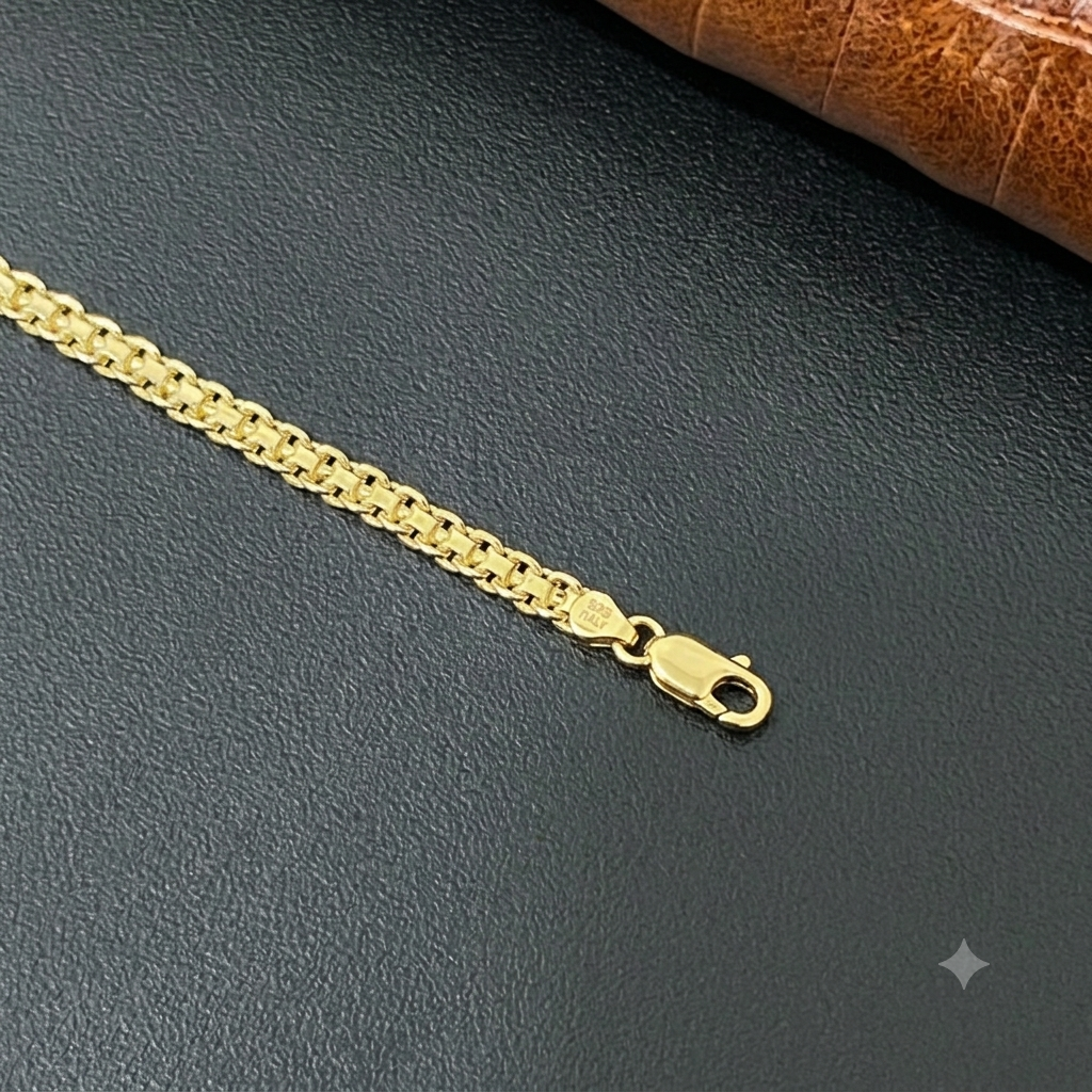 Silver Mens Chain Flat 18i Inches Gold Finished 925 R