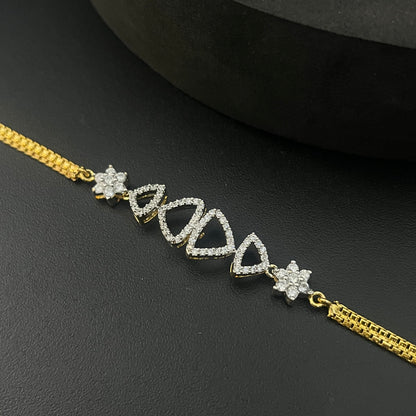 Silver Ladies Bracelet Gold Finished Triangle