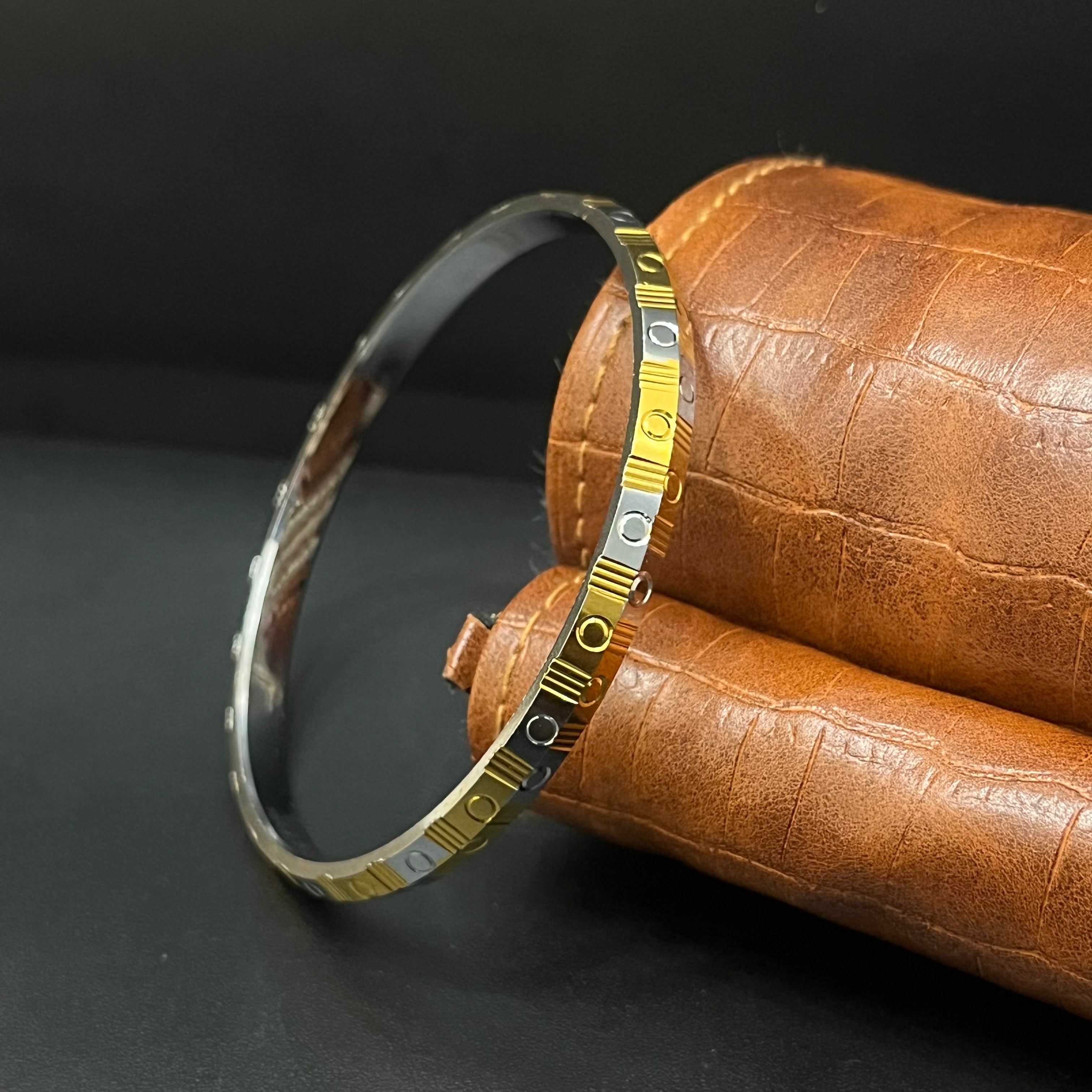 Silver Mens Kada Two Tone