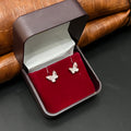 Silver Ladies Stud Butterfly Pink SS 925