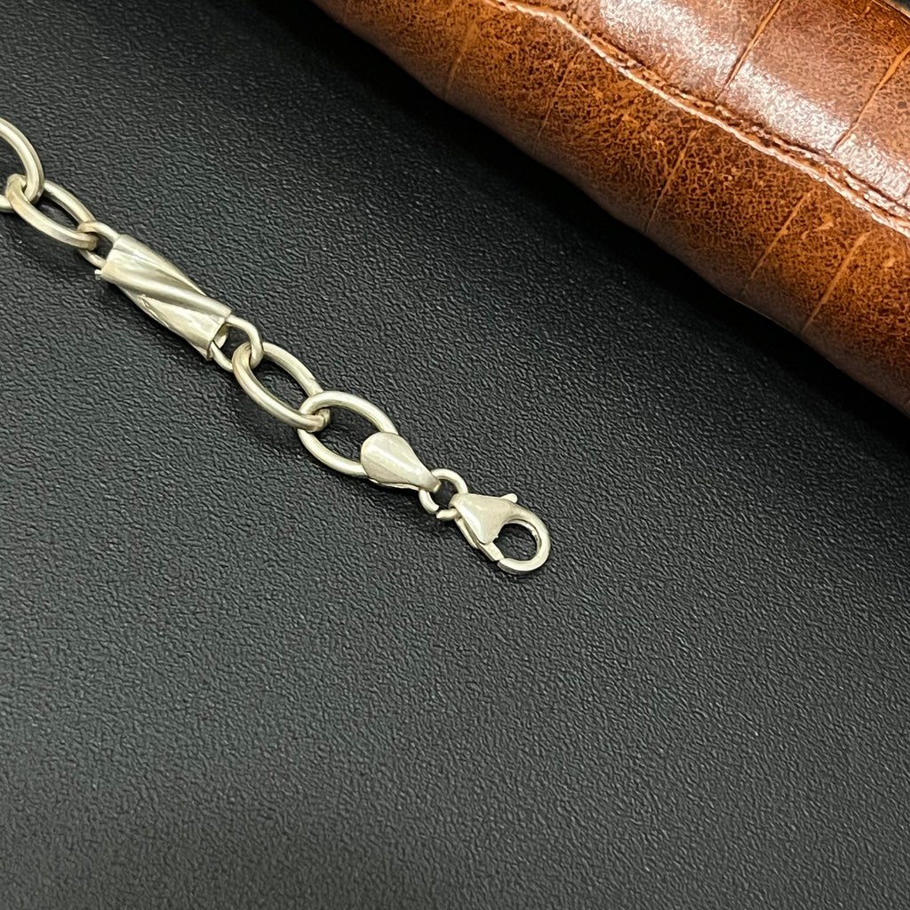 Silver Ladies Bracelet Rectangular Box &Green Stone