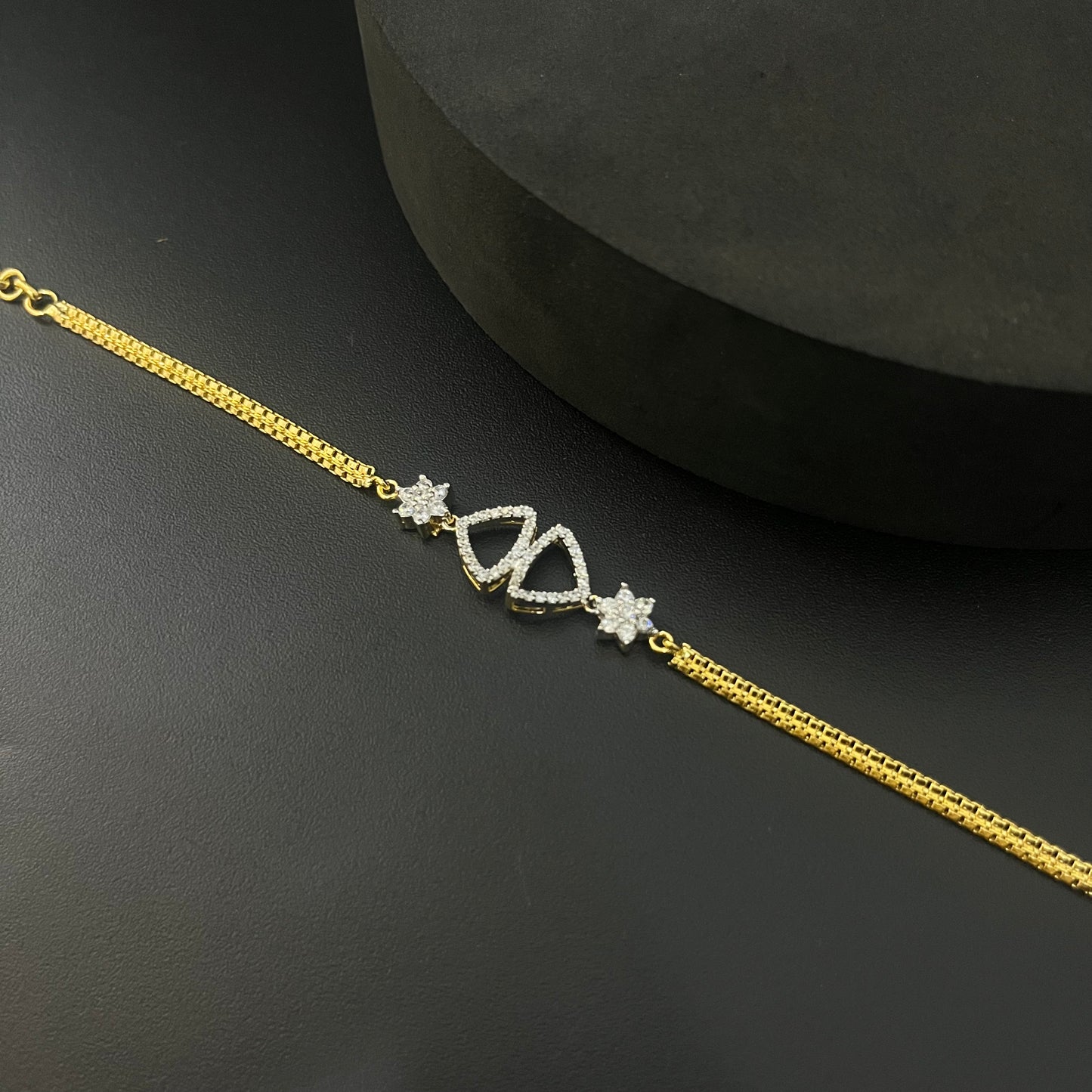 Silver Ladies Bracelet Gold Finished 2 Triangle