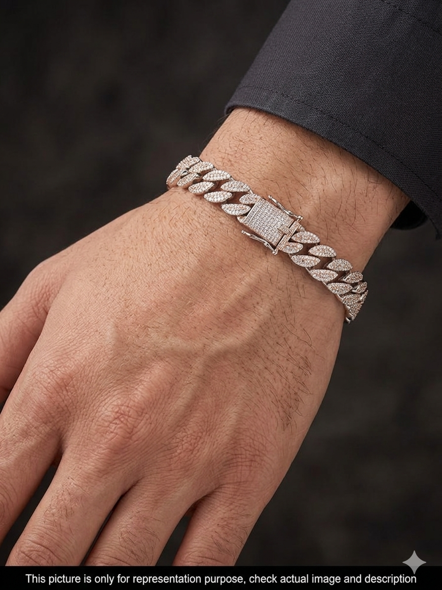 Silver Gents Bracelet Oval Cuban RG