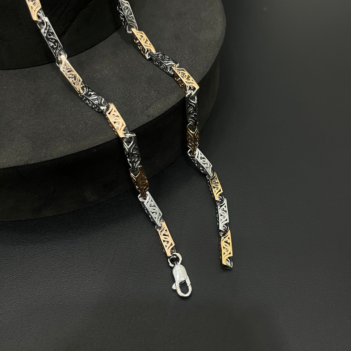 Silver Mens Chain Box Bahubali Rosegold