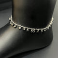 Silver Ladies Anklet Balck Beads Charms