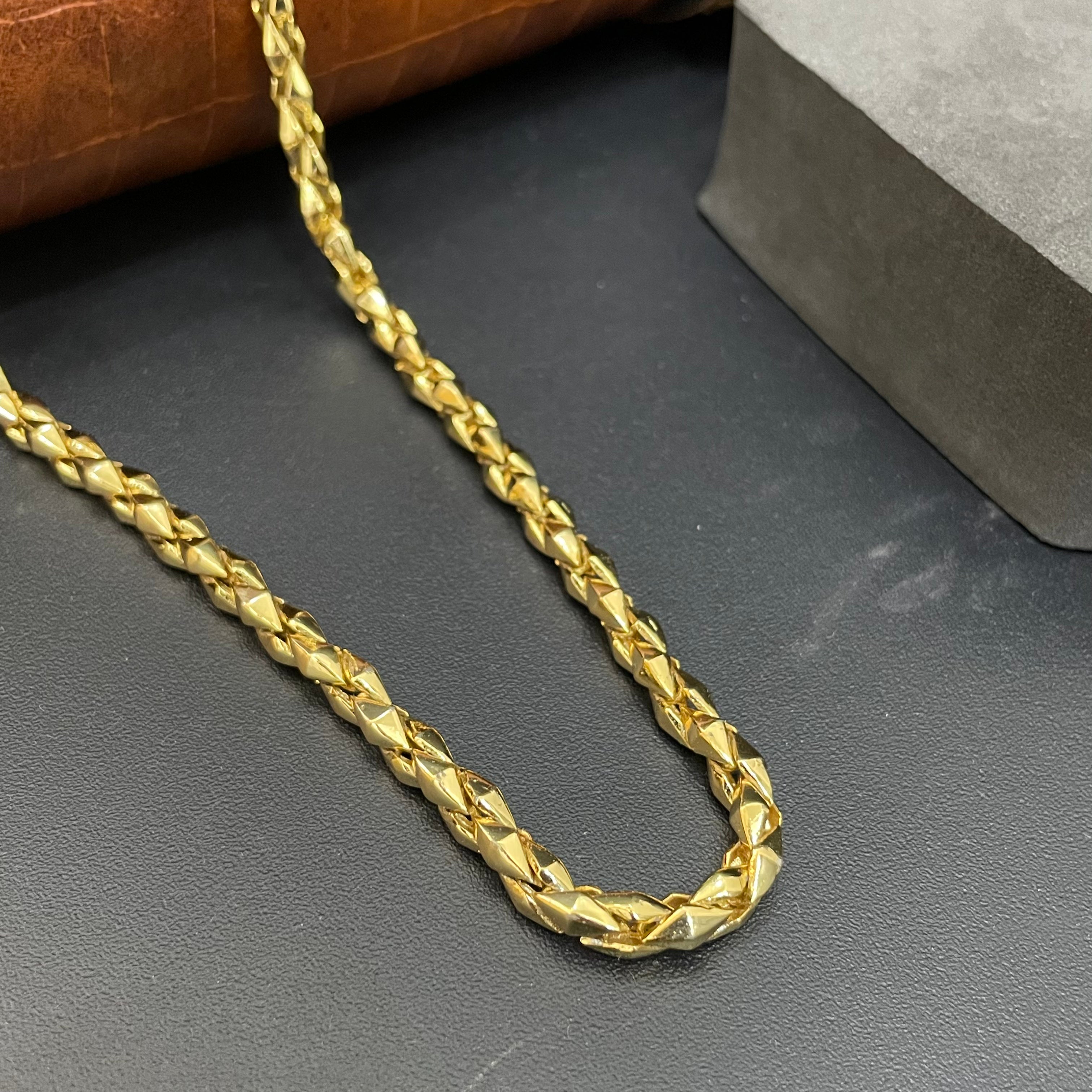 Mens Silver  Narrow Kathli Chain Gold Finished