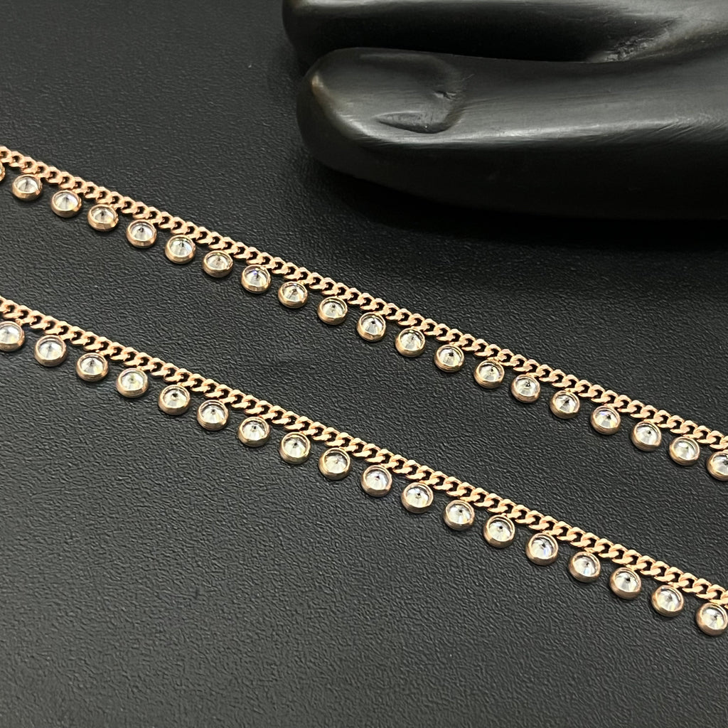 Silver Ladies Anklet Crystal Drops RG