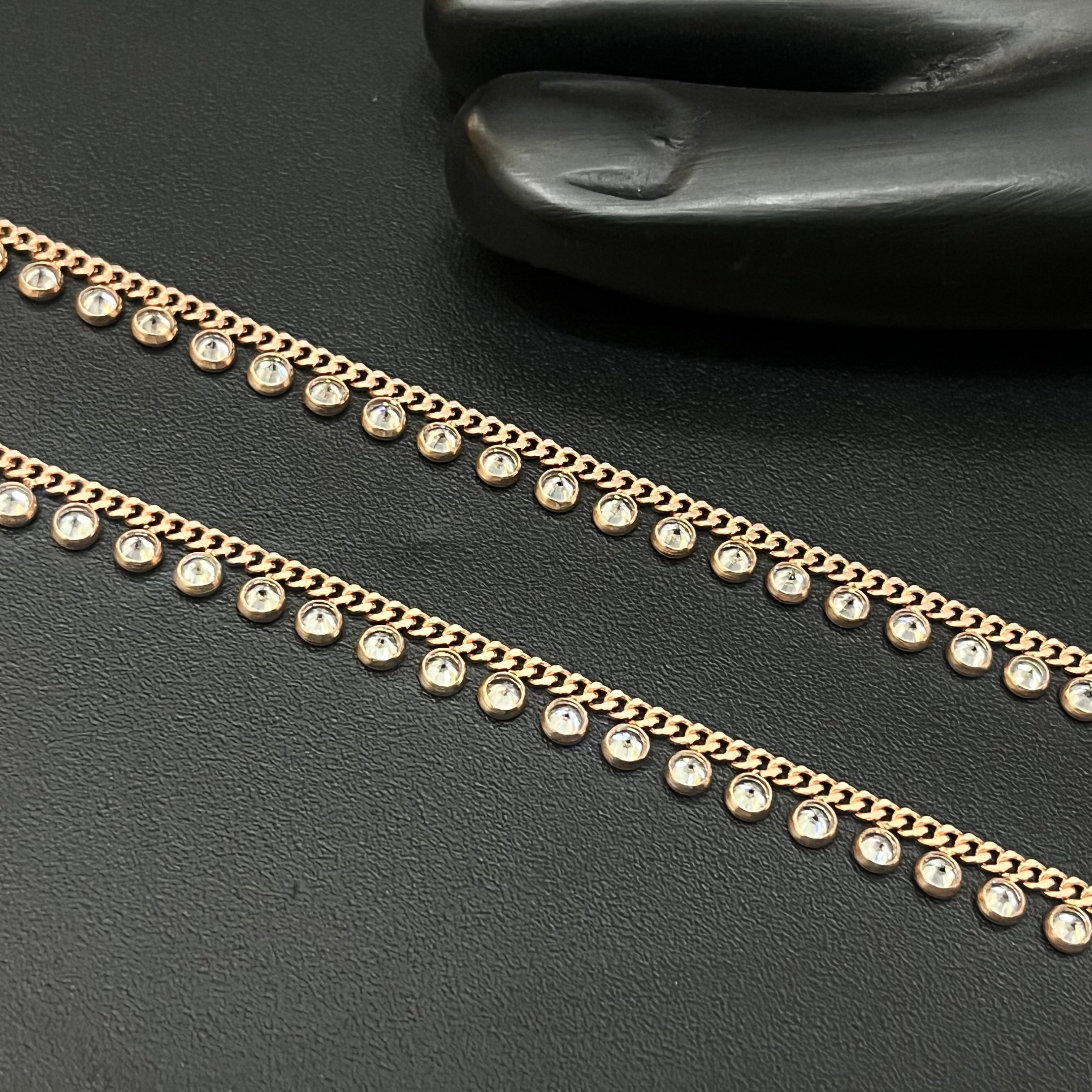 Silver Ladies Anklet Crystal Drops RG