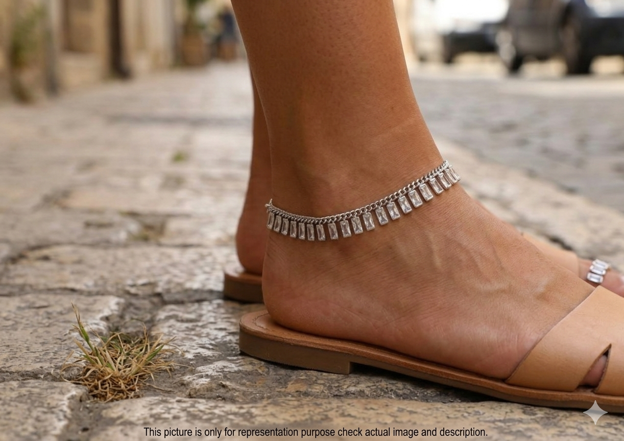 Ladies Anklets _White Beads
