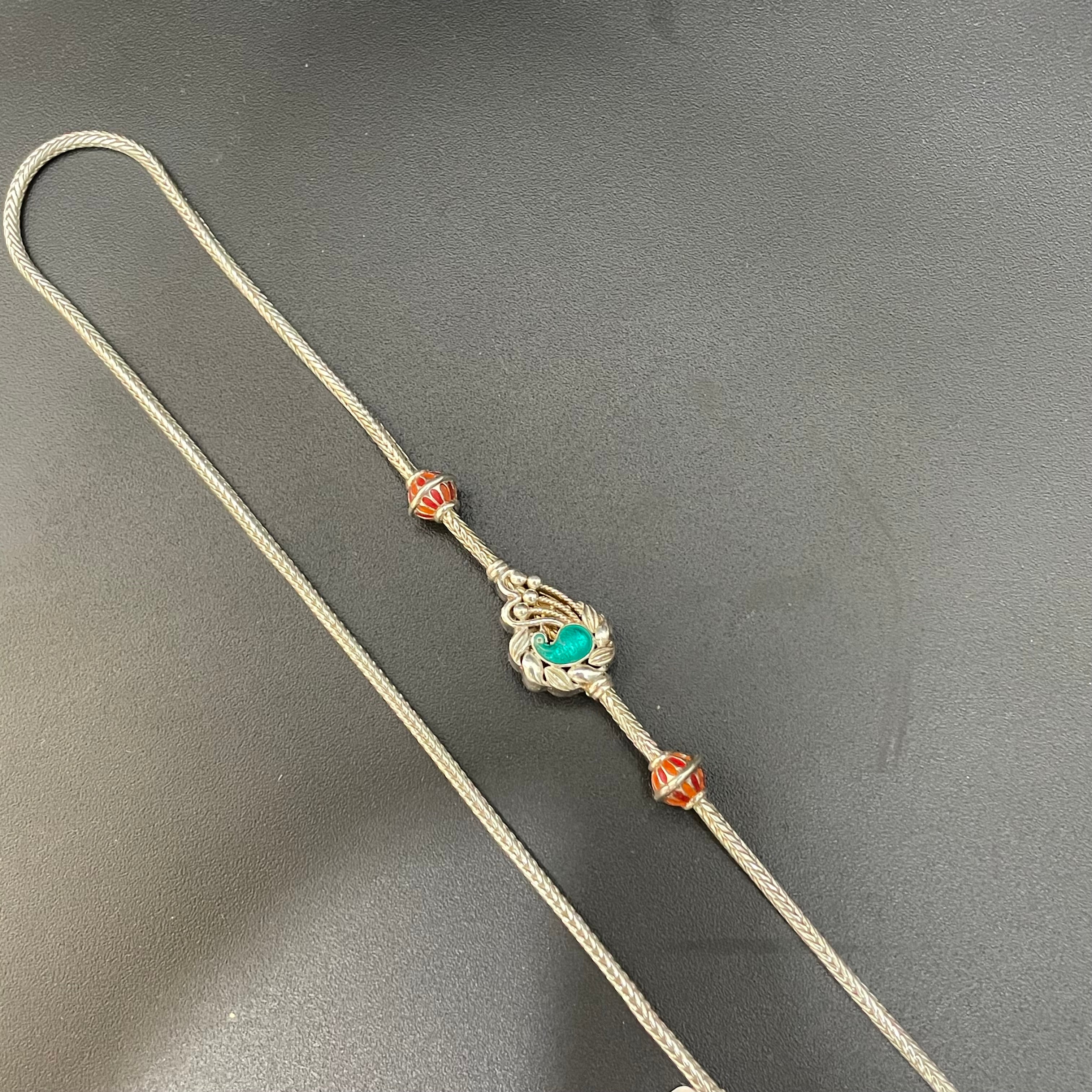 Sliver Thali Saradu Peacock Enamel Silver finished