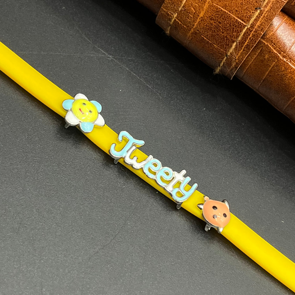 Silver Kids Bracelet Cute Characters Charms JWEETY Yellow Band 925