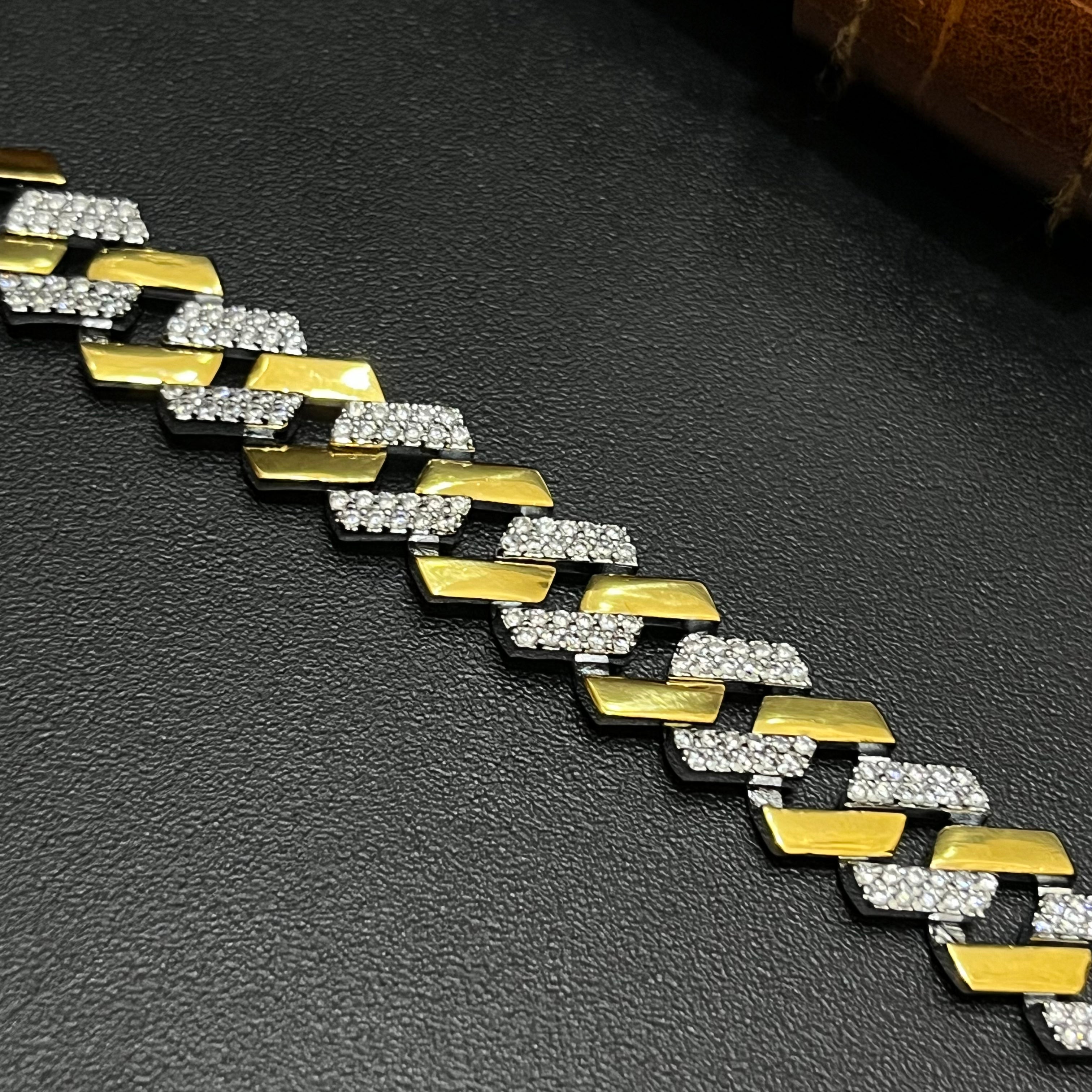 Silver Mens Bracelet Cuban Edition Gold Finish 925