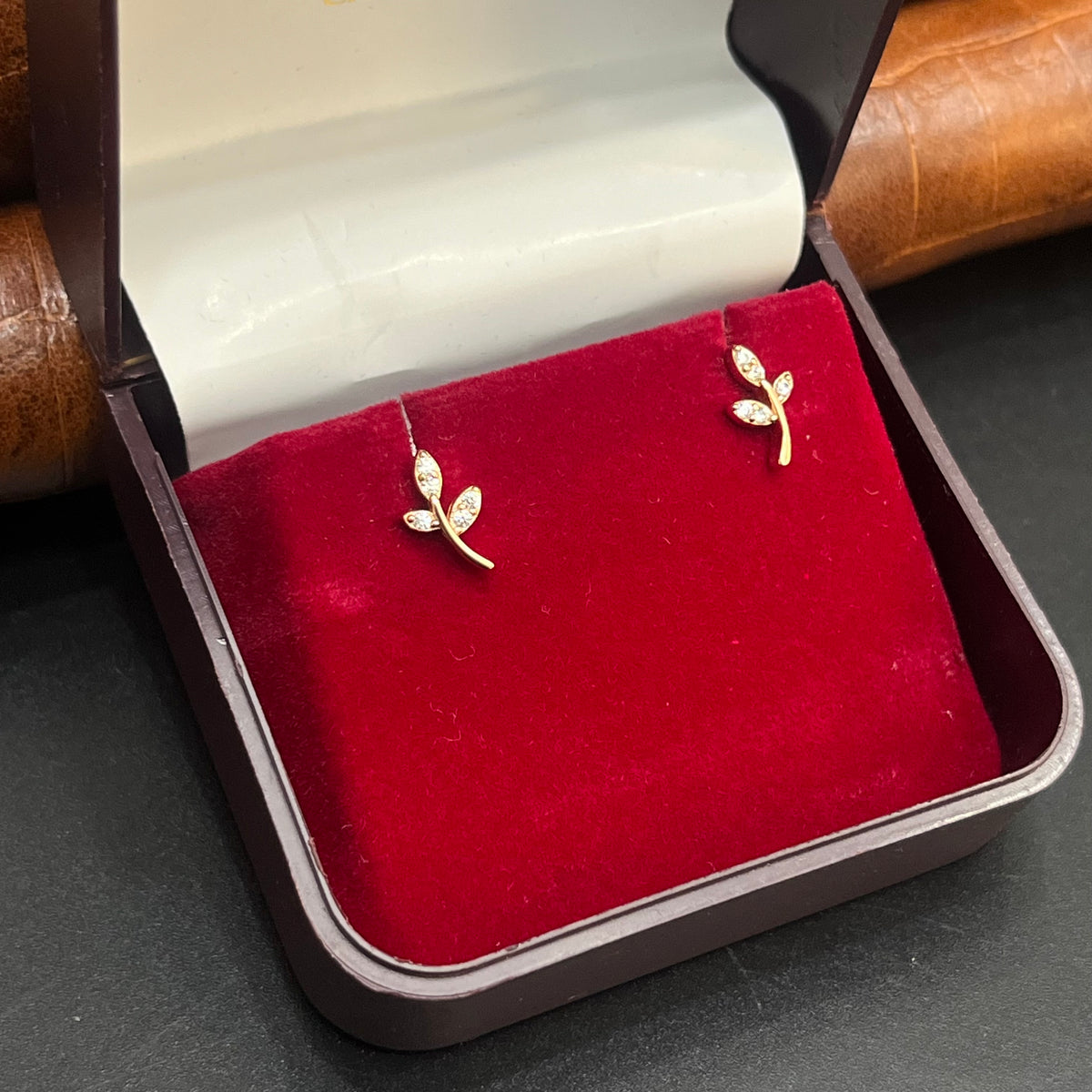 Silver Ladies Second Stud Floral Leaf Rose Gold 925