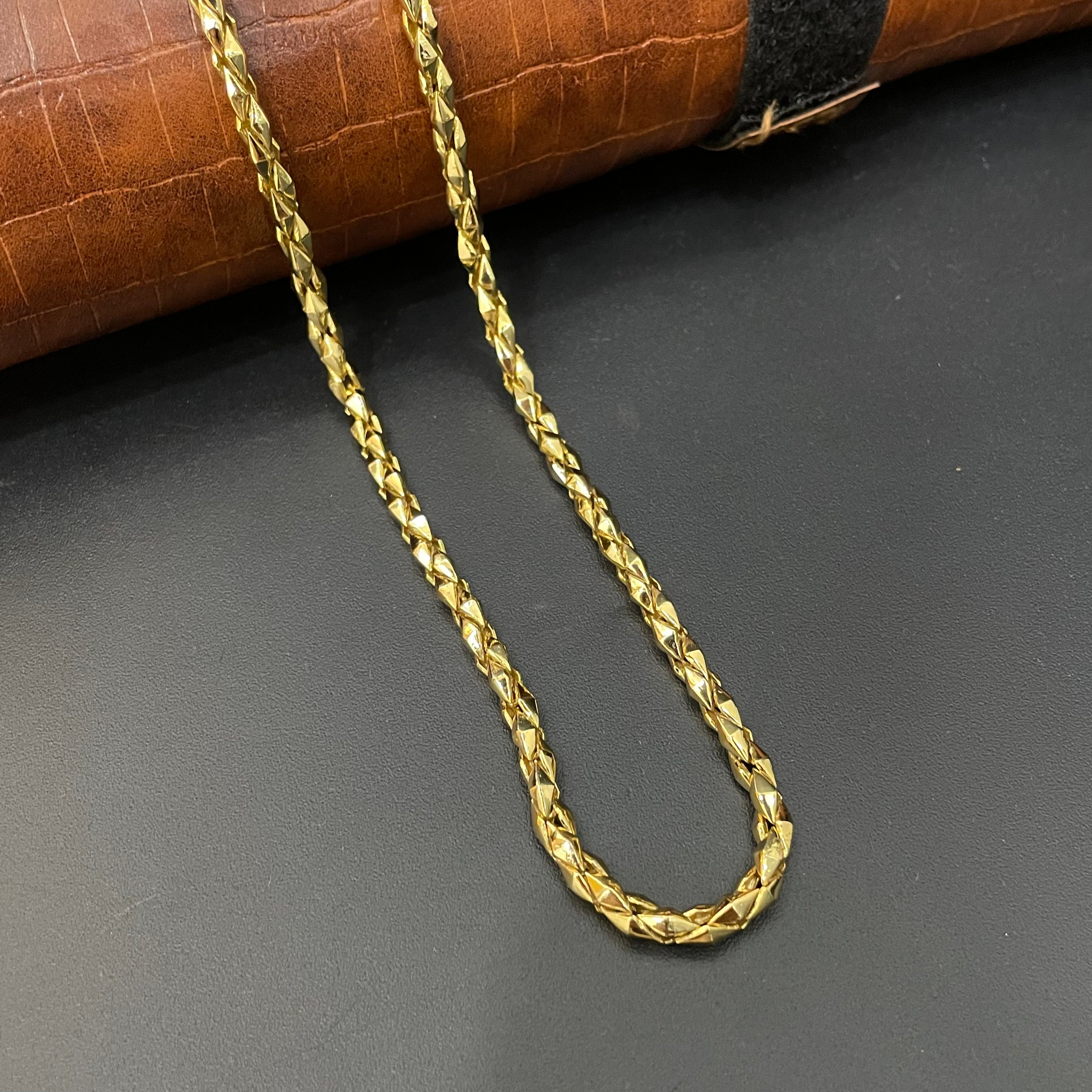 Mens Silver  Narrow Kathli Chain Gold Finished