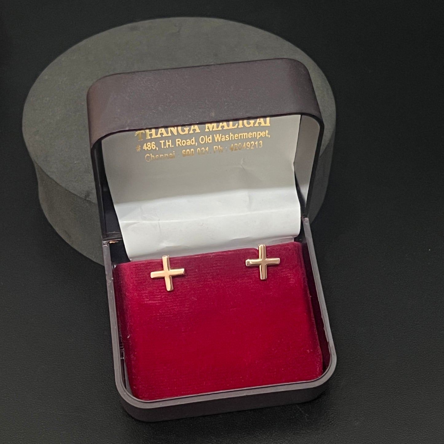 Silver Rosegold Studs Cross