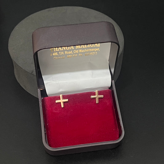 Silver Rosegold Studs Cross