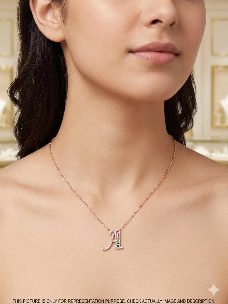 LADIES_A INITIAL _ROSEGOLD PENDANT CHAIN