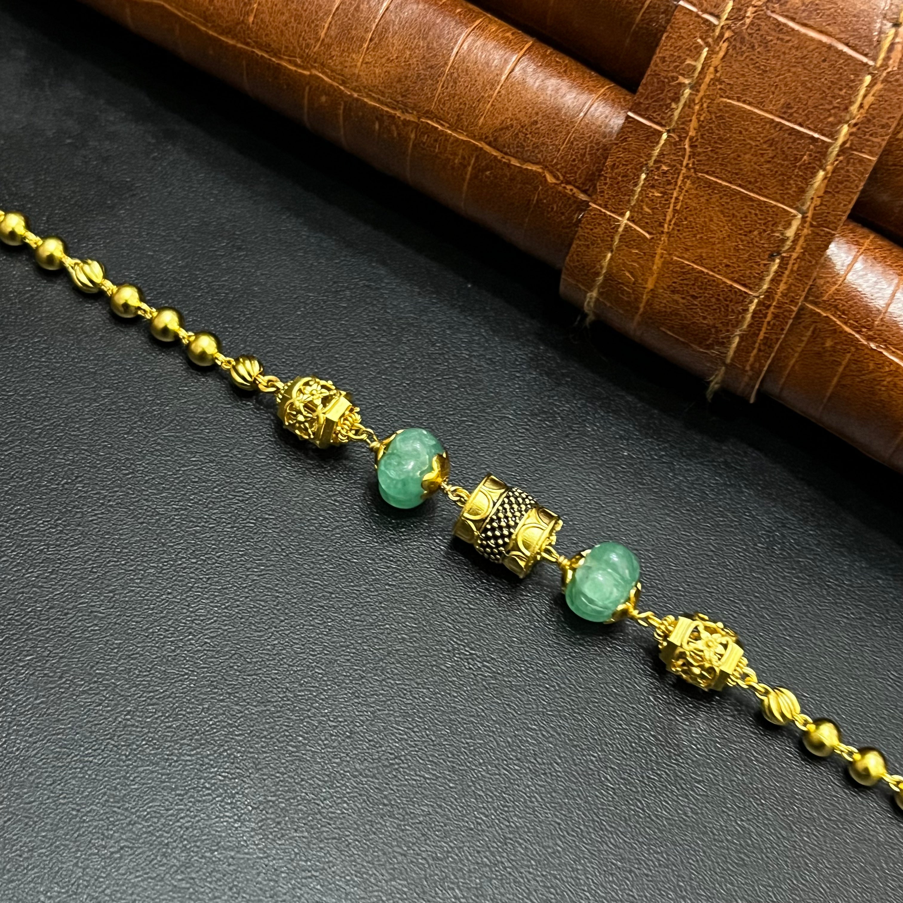 Silver Ladies Bracelet Antique Edition Blue Beads Gold Finish 925
