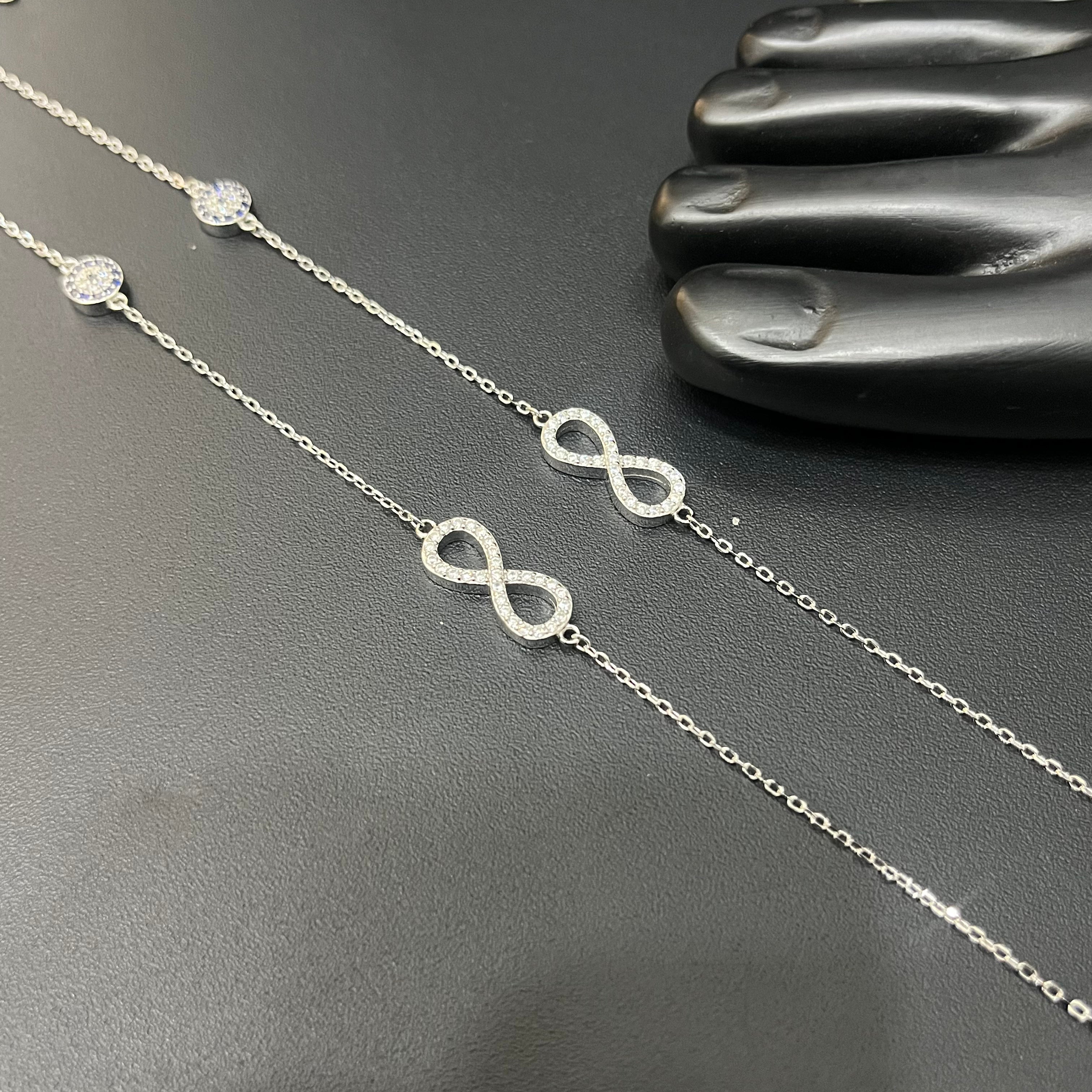 Silver Ladies Anklet Infinity