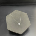 Silver Ladies Pendant Chain White Square Stone Sparkel 925