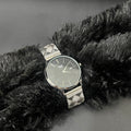 Silver Mens Watch Luxury Diamond Cut White Stones 925